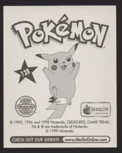 TAUROS STICKER #128 POKEMON SERIE 1 COLLECTION MERLIN 1999 - Image 2