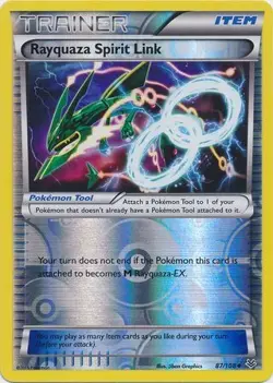 RAYQUAZA SPIRIT LINK 87/108 XY ROARING SKIES POKEMON (REVERSE HOLO, LP-) - Image 1