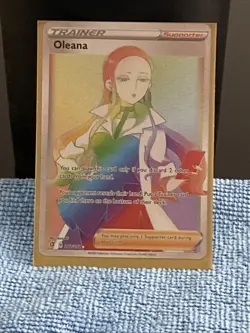 Pokemon Oleana TCG Full Art Trainer SWSH Rebel Clash Rainbow Rare 202/192 - Image 1