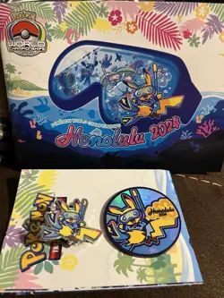 Pokemon World Championships 2024 Exclusive Pikachu Pin, Coin, Playmat, & Booklet - Image 1