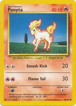 Moderately Played, English Pokemon Regular Ponyta - 60/102 - Common - Unlimited - Image 1