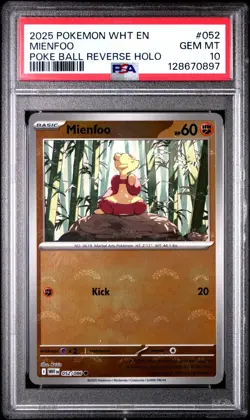 2025 POKEMON WHT EN-WHITE FLARE #052/086 MIENFOO POKE BALL PSA 10 - 128670897 - Image 1