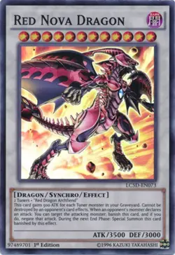 Yugioh! LP Red Nova Dragon - LC5D-EN073 - Super Rare - 1st Edition Lightly Playe - Image 1