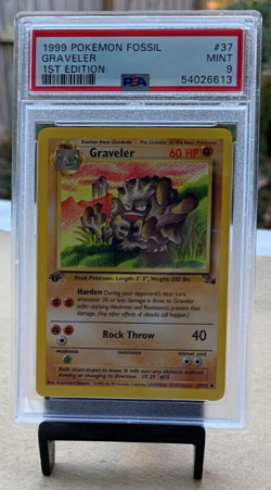 Pokemon Card Game FOSSIL GRAVELER 1st Edition 37/62 PSA 9 - Image 1