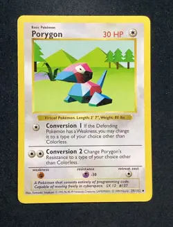 Porygon 39/102 Uncommon Base Set Unlimited Pokemon Card MP-HP - Image 1