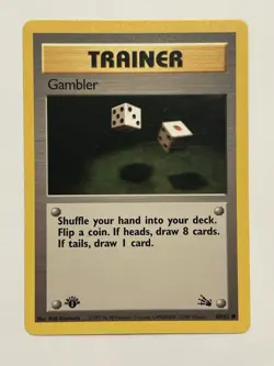 Pokemon TCG Fossil Trainer Gambler Common Card 1st Edition 60/62 - Image 1