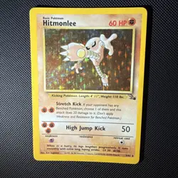 Pokemon TCG Hitmonlee Fossil Holo Card 7/62 Unlimited Rare, LP Condition - Image 1