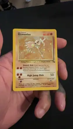 Pokemon TCG Hitmonlee Fossil Holo Card 7/62 Unlimited Rare, LP Condition - Image 2