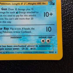 1999 Pokemon TCG Lapras Fossil Holo Unlimited Rare Card 10/62 MP - Image 5