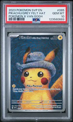 2023 POKEMON SVP EN-SV BLACK STAR PROMO #085 PIKACHU WITH GREY FELT HAT PSA 10 - Image 1