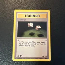 # Pokemon TCG 1st Edition Gambler 60/62 TRAINER Fossil 1999 Vintage Near Mint NM - Image 1