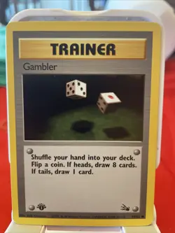 Pokemon 1st Edition NM Gambler NEAR MINT 60/62 Common Trainer 1999 Fossil WOTC - Image 1