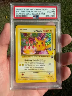 2021 Pokemon Celebrations Birthday Pikachu Classic PSA 10 GEM MINT Holo (3) - Image 3
