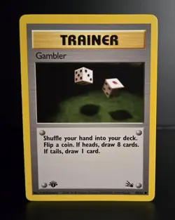 Pokemon TCG - GAMBLER - 1ST EDITION - 60/62 - FOSSIL (1999) - WOTC - NM - Image 1