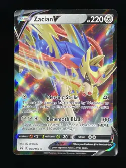 Zacian V 095/159 Holo Pokemon TCG Card Crown Zenith 2023 NEAR MINT - Image 1
