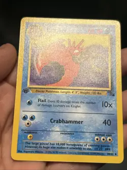Pokemon TCG Kingler 38/62 Fossil 1999 1st Edition Uncommon- LP - Image 2