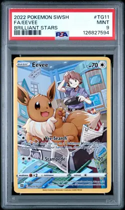 PSA 9 Brilliant Stars Eevee TG11 - 2022 Pokemon Swsh09 Trainer Gallery TG11/TG30 - Image 1