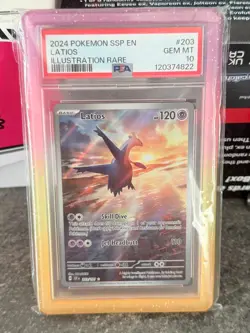 2024 POKEMON SV SURGING SPARKS #203/191 LATIOS ILLUSTARTION RARE FULL ART PSA 10 - Image 1