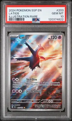 2024 POKEMON SV SURGING SPARKS #203/191 LATIOS ILLUSTARTION RARE FULL ART PSA 10 - Image 2