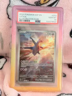 2024 POKEMON SV SURGING SPARKS #203/191 LATIOS ILLUSTARTION RARE FULL ART PSA 10 - Image 4
