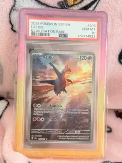 2024 POKEMON SV SURGING SPARKS #203/191 LATIOS ILLUSTARTION RARE FULL ART PSA 10 - Image 5