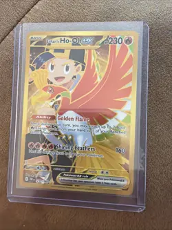 Pokemon TCG Destined Rivals Ethan's Ho-Oh EX Card 239/182 Gold Hyper Rare - Image 1
