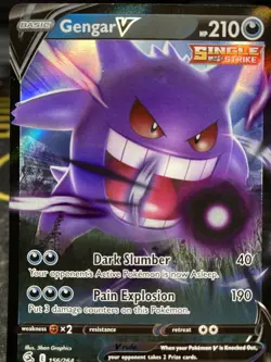 Pokemon Gengar v Fusion Strike Holo Ultra Rare Card 156/264 - Image 1