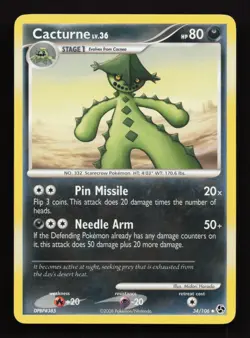 Cacturne 34/106 Diamond & Pearl Great Encounters Pokemon Card - LP - Image 1