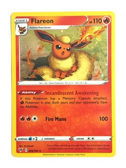 Pokemon TCG Flareon 026/185 Cosmos Holo Light Swirl! SWSH: Vivid Voltage - Image 1