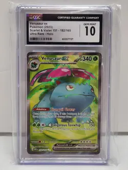 Venusaur Ex 182/165 Pokemon Scarlet & Violet 151 English CGC 10 Ultra Rare - Image 1