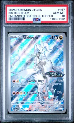 2025 POKEMON JTG EN-JOURNEY TOGETHER #167 N'S RESHIRAM PSA 10 - Image 1