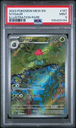 Pokemon Ivysaur 167/165 Illustration Rare S&V EN-Mew 151 #167 MINT PSA 9 - Image 1