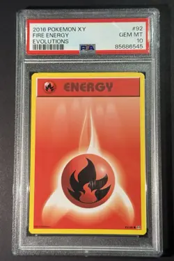 2016 Pokemon XY Evolutions #92 Fire Energy - PSA 10 - Image 1
