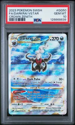 2023 POKEMON SWORD & SHIELD CROWN ZENITH #GG50 FULL ART/DARKRAI VSTAR PSA 10 - Image 1
