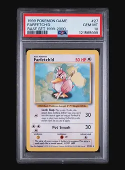FARFETCH’D 27/130 BASE SET 99-00 POKEMON - FRESH SLAB POP 76 PSA 10 GEM MINT 💎 - Image 2