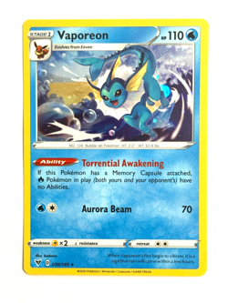 Pokemon TCG Vaporeon 030/185 Rare Cosmos Holo SWSH: Vivid Voltage - Image 1