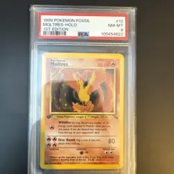 Moltres Holo #12/62 PSA 8 - Pokemon Fossil 1st Edition - Image 1