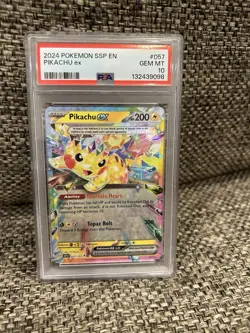 2024 POKEMON SSP EN- SURGING SPARKS #057 PIKACHU EX PSA 10 - Image 1
