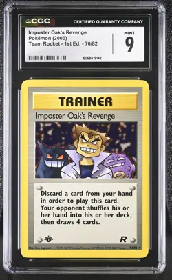 CGC 9 MINT Imposter Oak's Revenge Team Rocket 1st Edition 76/82 Pokemon Card - Image 1