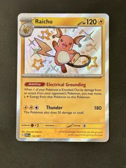 Pokemon TCG Raichu Card Paldean Fates 132/091 Baby Shiny - Image 1