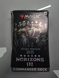 MTG TCG Modern Horizons 3 Commander Deck Tricky Terrain Sealed Box Damage - Image 1