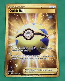 Pokemon Quick Ball Sword & Shield 216/202 Gold Secret Rare Holo Mint - Image 1