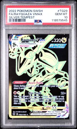 2022 POKEMON SWORD & SHIELD SILVER TEMPEST #TG29 FULL ART/RAYQUAZA VMAX PSA 10 - Image 1