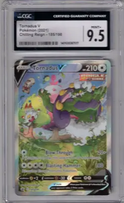 2021 POKEMON TORNADUS V 185/198 CHILLING REIGN FULL ART CGC 9.5 MINT!! - Image 1
