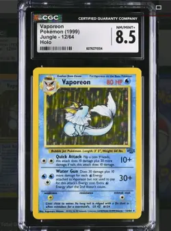 1999 Pokemon Vaporeon 12/64 Jungle Holo Graded CGC 8.5 - Image 1