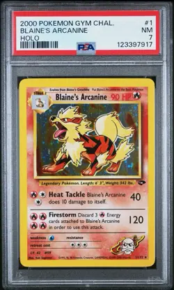 2000 POKEMON GYM CHALLENGE #1 BLAINE'S ARCANINE HOLO - PSA 7 NM - Image 1