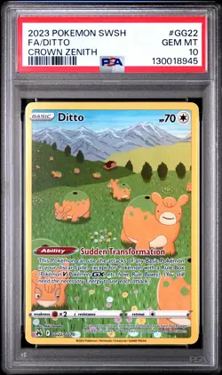 2023 POKEMON SWORD & SHIELD CROWN ZENITH #GG22 FULL ART/DITTO PSA 10 - Image 1