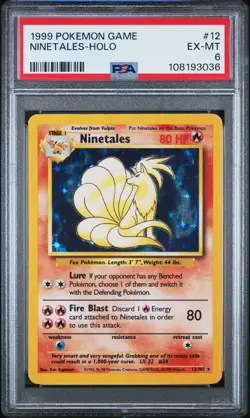 1999 POKEMON GAME #12 NINETALES-HOLO PSA 6 - Image 1