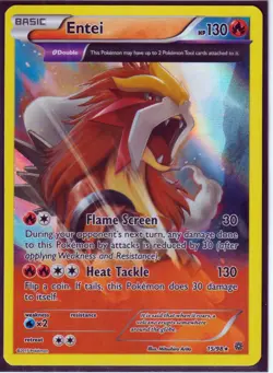 2015 POKEMON ENTEI 15/98 (FULL ART)- RARE HOLO- XY ANCIENT ORIGINS NM/M - Image 1