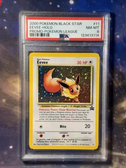 2000 Pokemon: Eevee #11 Black Star Promo Holo - PSA 8 NM-MINT - Pokemon League - Image 1